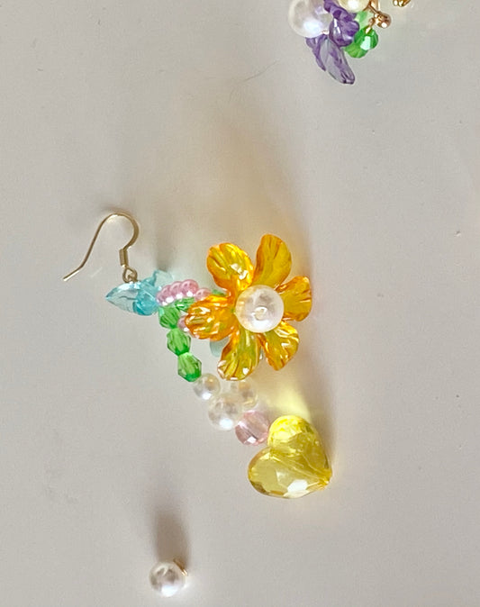 Yellow Flower Beaded Earring