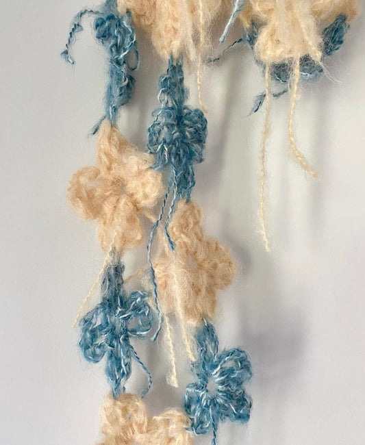 Mohair Flower Scarf - Beige