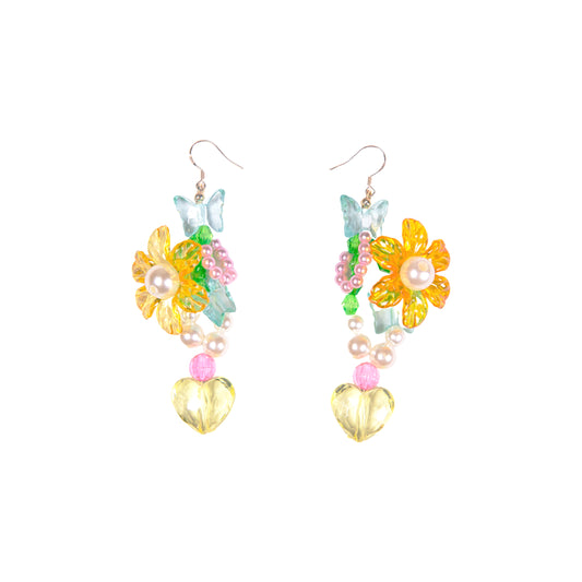 Yellow Flower Beaded Earring
