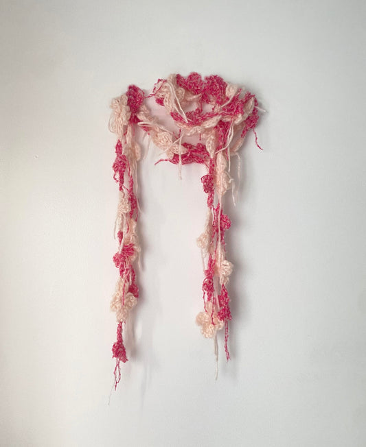 Mohair Flower Scarf - Pink